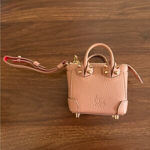 Christian Louboutin pink nude key chain coin bag